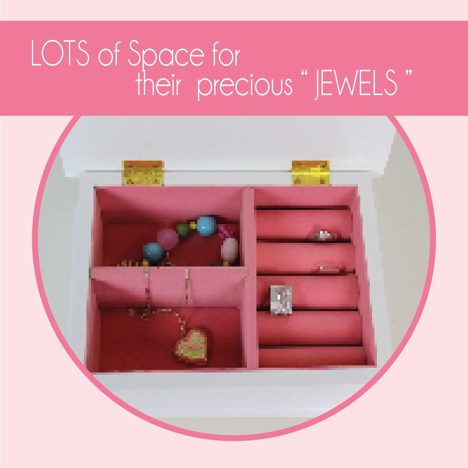 My Bambino Personalized Girls Jewelry Box | Stemmed Flower Lift Top Jewelry Box | Custom Name Keepsake Chest | Birthday & Christmas Gift for Girls