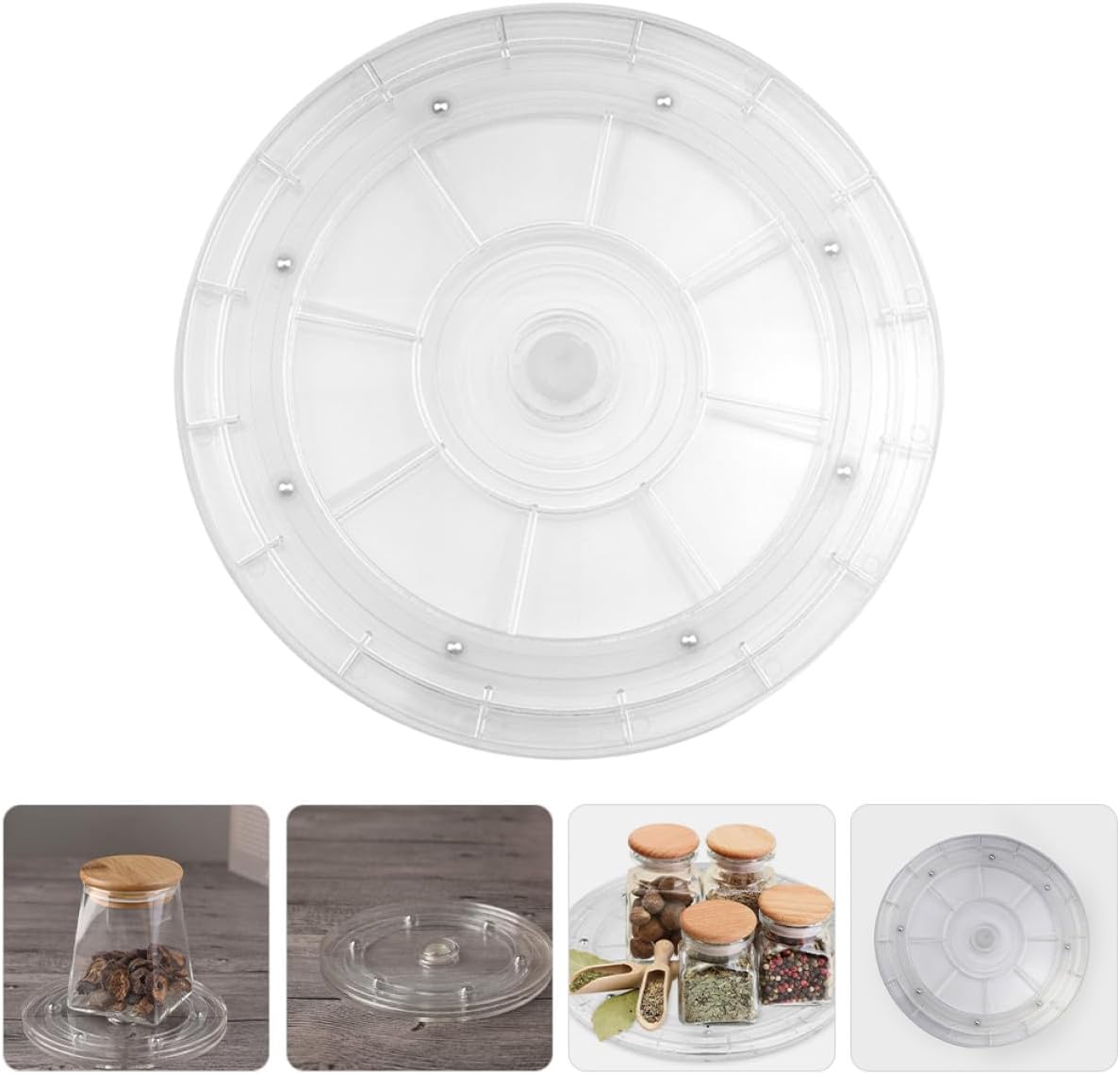PRETYZOOM 2pcs 9-inch Acrylic Rotating Turntable Lazy Susan Kitchen Spice Holder Multi-Function Round Rotating Tray Organizer for Cabinet and Makeup Storage