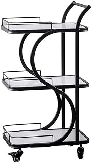 3-Tier Mobile Tea Cart, Efficient Hotel Serving Cart With Handles & Wheels, Ideal For Snacks & Beverages At Parties & Events(Black White,84 * 54 * 40cm)