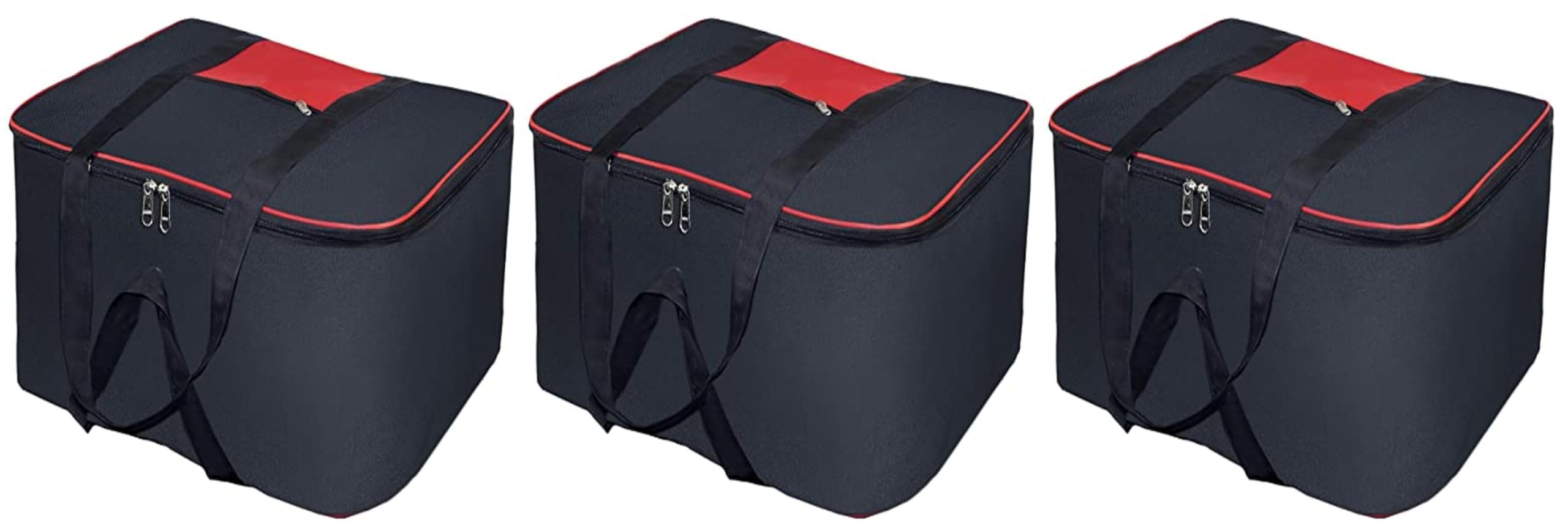 Just Mart 3 Pack Moisture Proof Nylon Medium Size Underbed Storage Bag For Clothes (54 x 46 x 28 cm) - Black, Rectangular (Pack of 3)-image-33