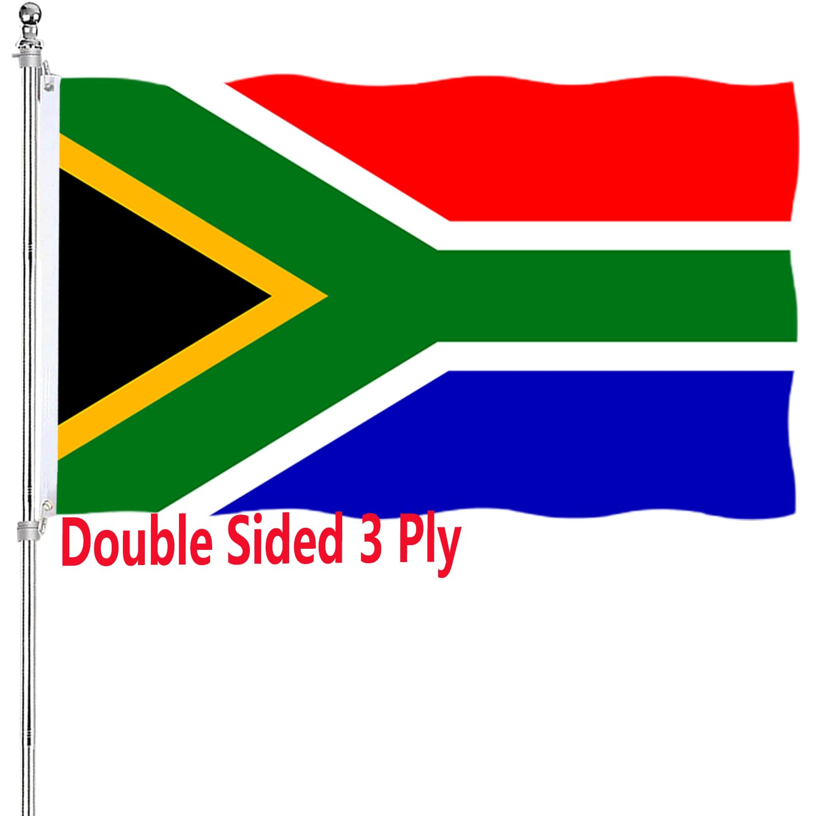 South Africa Flag 3x5 Double Sided for Outdoors 3 Ply 200D Heavy Duty Polyester and Durable Canvas Header