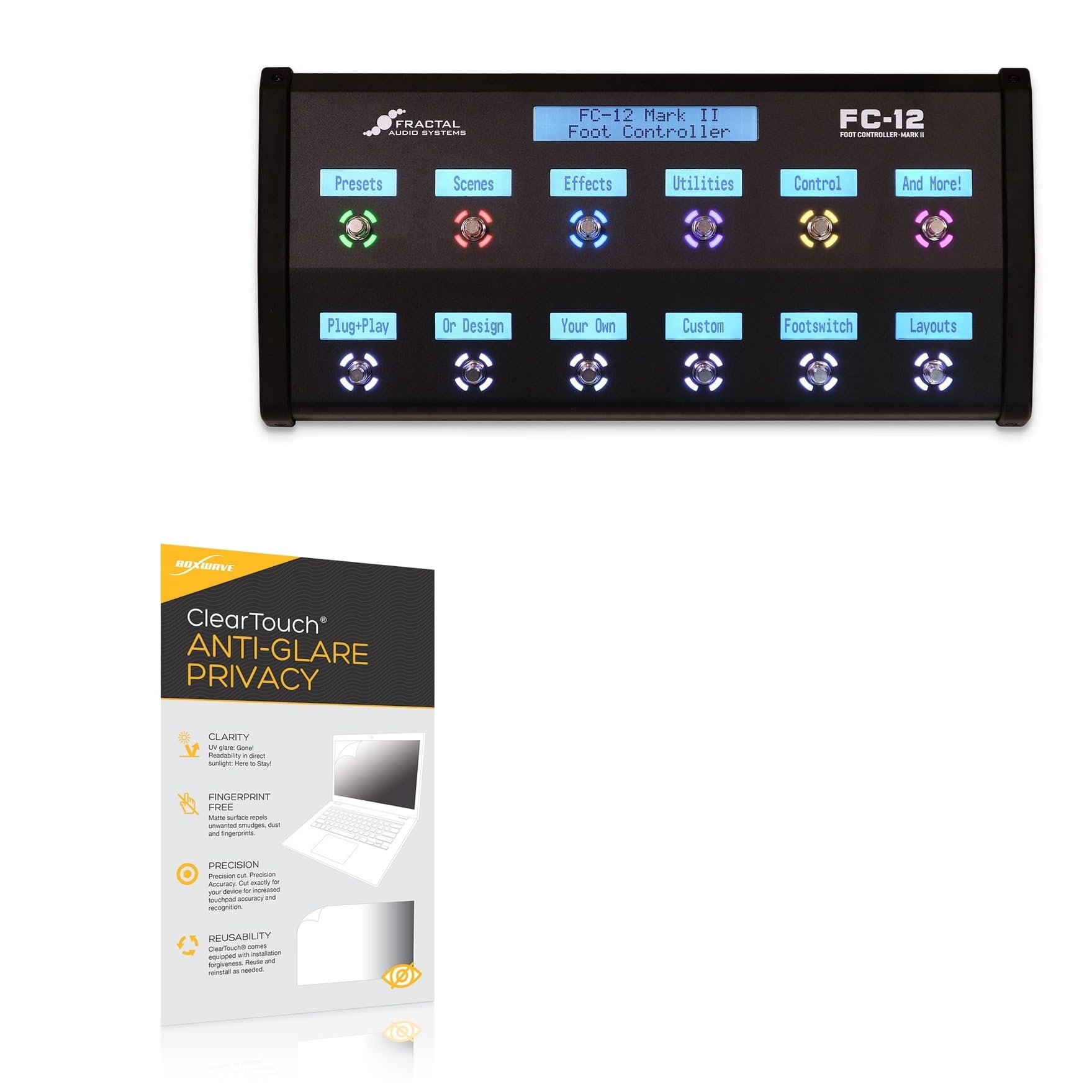 BoxWave Screen Protector Compatible with Fractal Audio FC-12 Mark II - ClearTouch Anti-Glare Privacy (2-Pack), Privacy Screen Protector Flexible Film Anti-Glare
