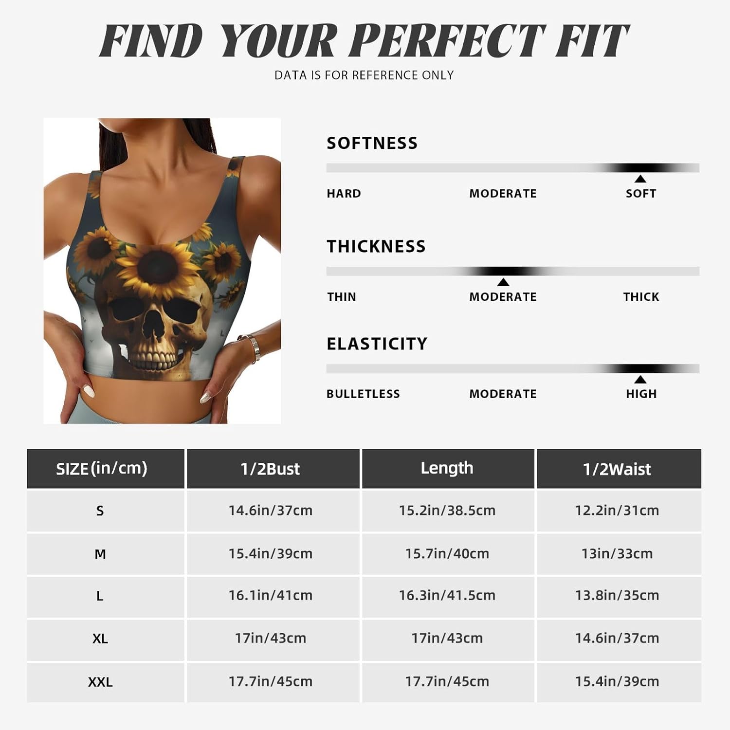 Sunflower Halloween Skull Print Women's Sports Bra Tank Tops,Longline Sports Bras for Yoga,Workout and Running