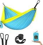 Grassman Hamacs pour enfants - petits hamacs de camping, équipement de camping portable pour les enfants à l'intérieur/à l'extérieur, avec des paillettes d'arbre & Carabines Bleu