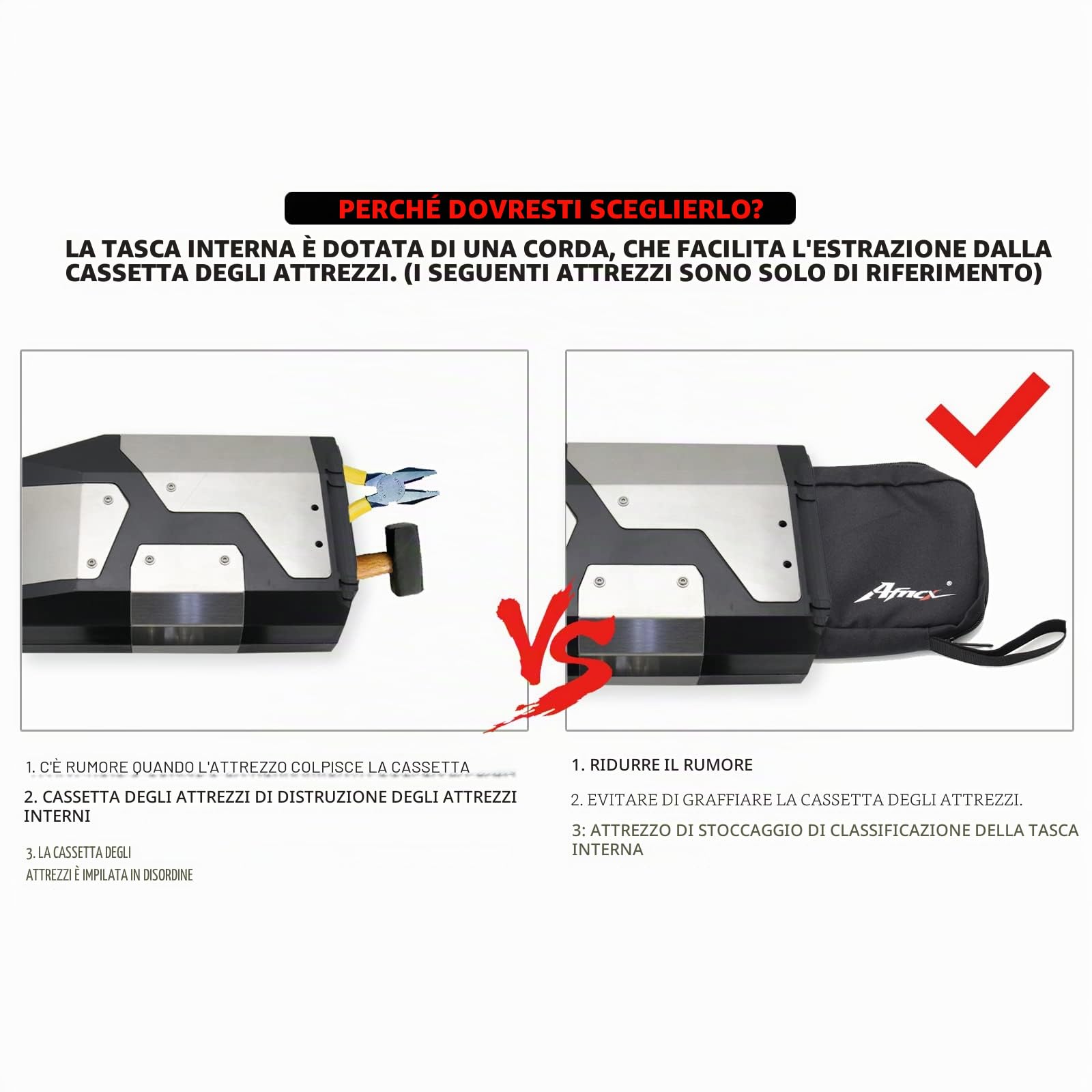 Scatola Portautensili in Acciaio Nero Impermeabile 4,2 Litri Adatto per R1250GS R1200GS LC/ADV F850GS F750GS