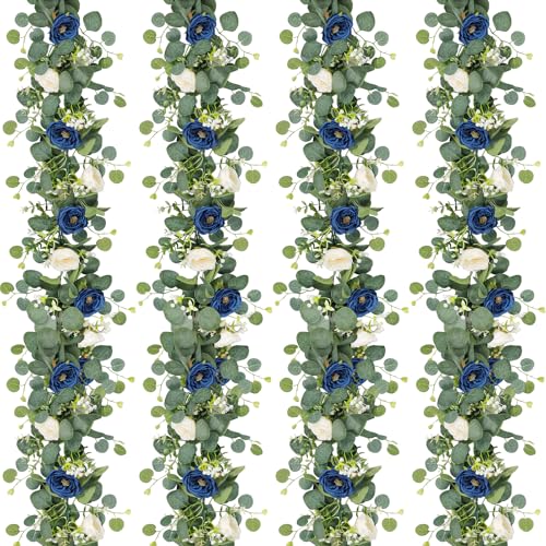 UXORSN 4PCS 24FT Artificial Eucalyptus Flower Garland with N