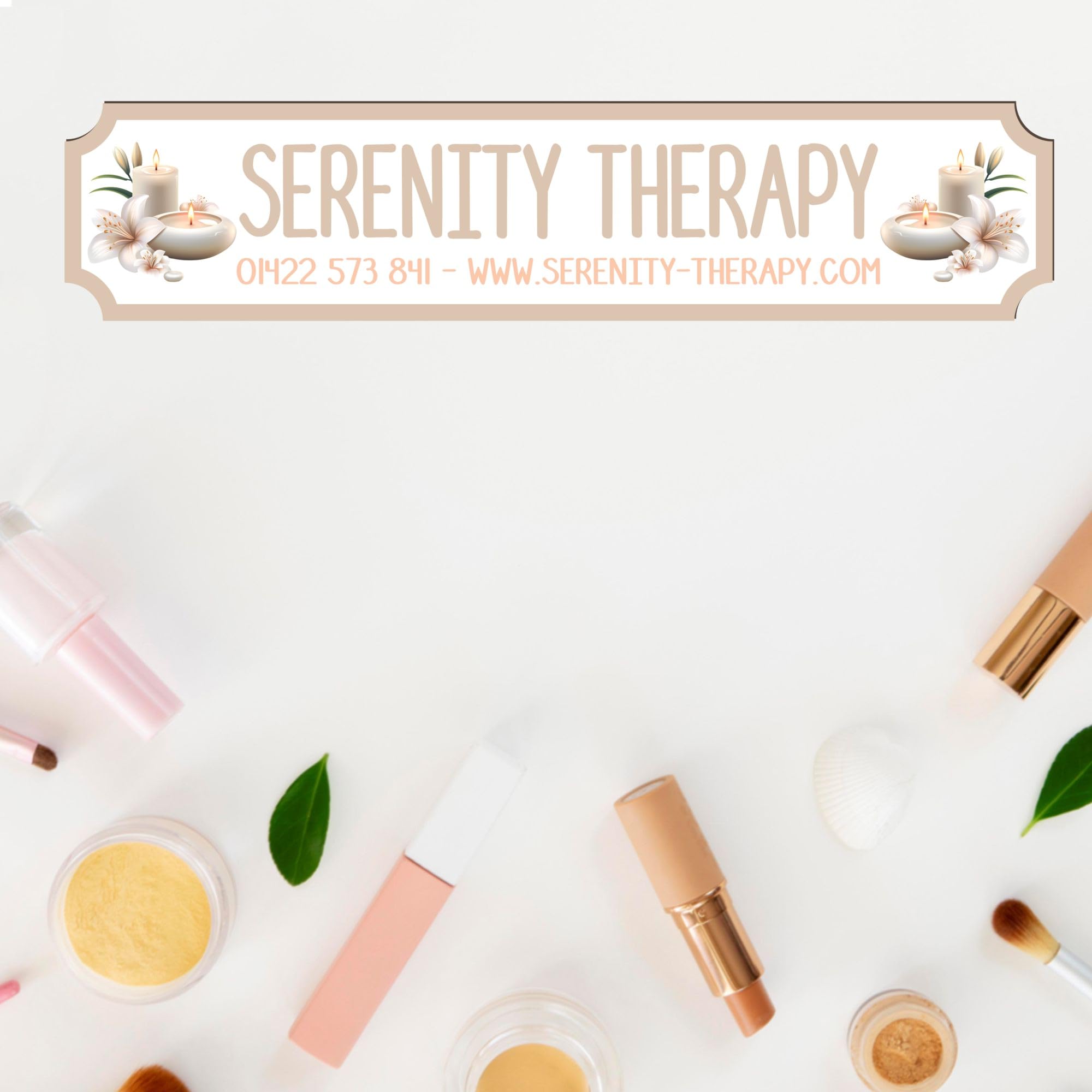 Custom Handmade Business Street Signs - Unique Hairdressers, Barber, Beauty Salon & Aromatherapy Business Name & Details Signs (Beauty Therapy, MDF Wood - Small - 290mm x 63mm)