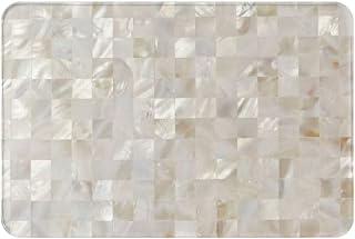 Mother of Pearl, Beige Light 16"X24" Ultra-Fine Fiber Shower Mat with Memory Foam, Bathroom Floor Mat for Instant Dry, Kitchen & Bath Ma
