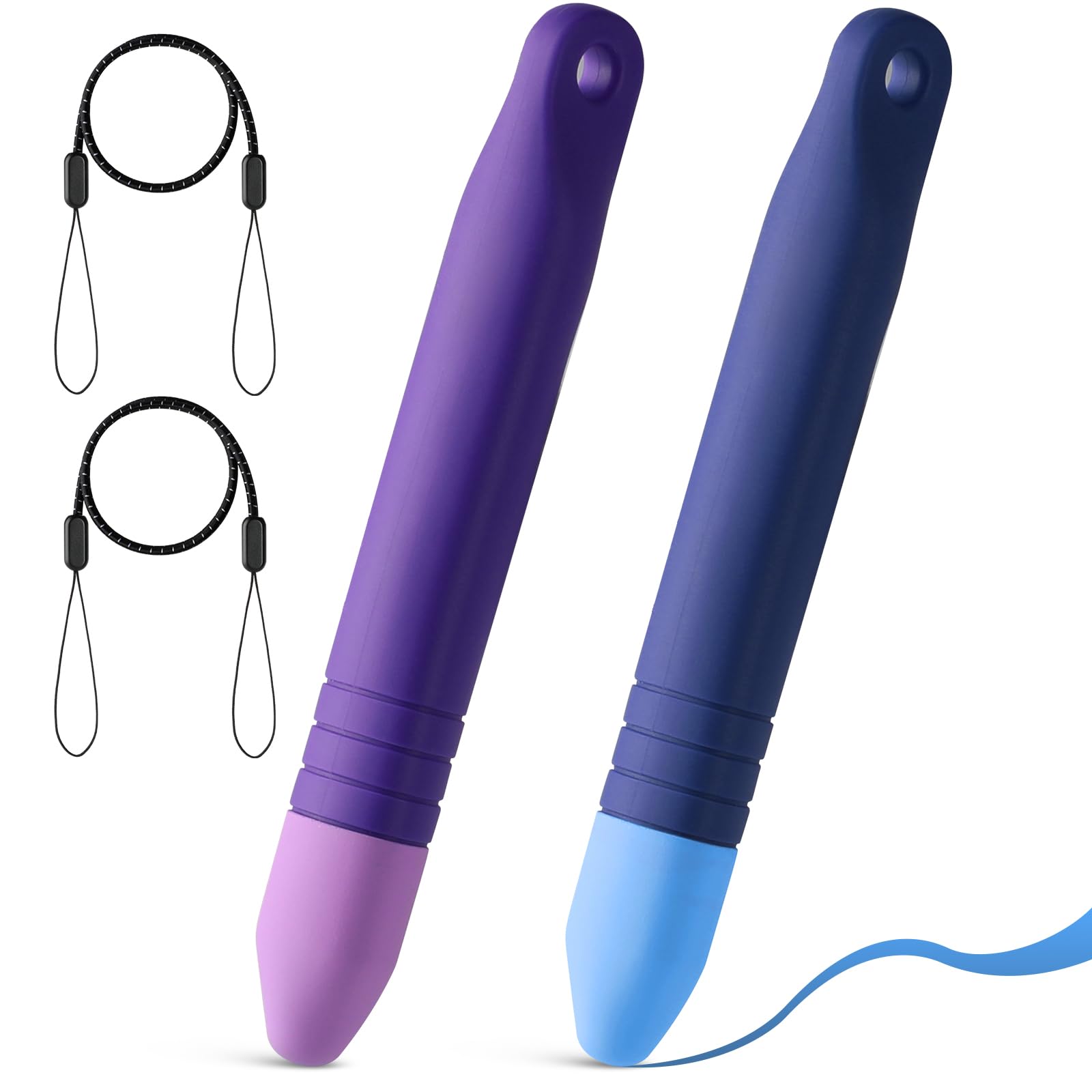 Pinsit 2Pcs Kids Stylus Pen for ipad, Stylus for Kids with Tethers, Anti-Rolling Tablet Stylus for Kids Compatible with iPad, iPhone, Tablets, Kindle