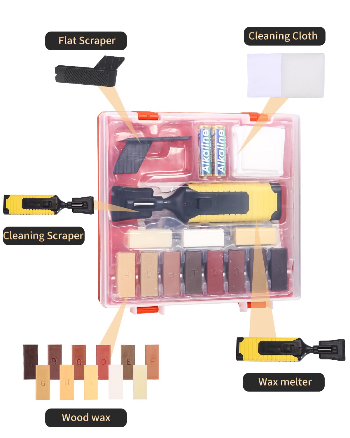Kit de reacabado de suelos de madera laminada,11 colores de cera dura rellena de madera,Reparación fácil de azulejos, laminado,parquet ysuelos de,fundida para la reparación de grietas.