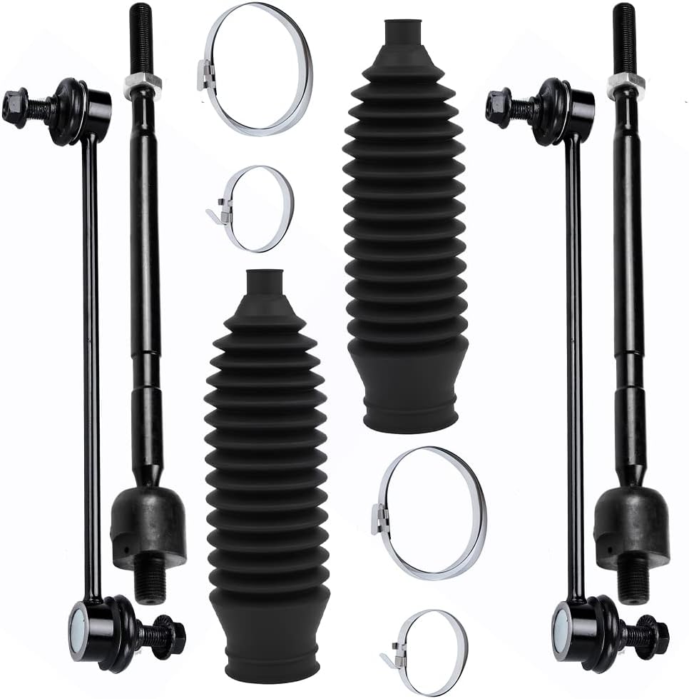 Front Inner Tie Rod End w/Steering Boot fit for Suzuki SX4 2007 2008 2009 2010 2011 2012 2013, Suspension Kit with Sway Bar Link - 6pc Set