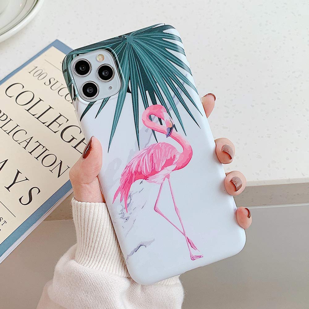 MADINCN Case for Apple iPhone 11 Pro Max, 3D Flamingo Pattern White Shell Design Case, Rugged Slim fit Shock-Absorbing Soft Rubber TPU Skin Cover Case for iPhone 11 Pro Max 6.5 Inch (A)