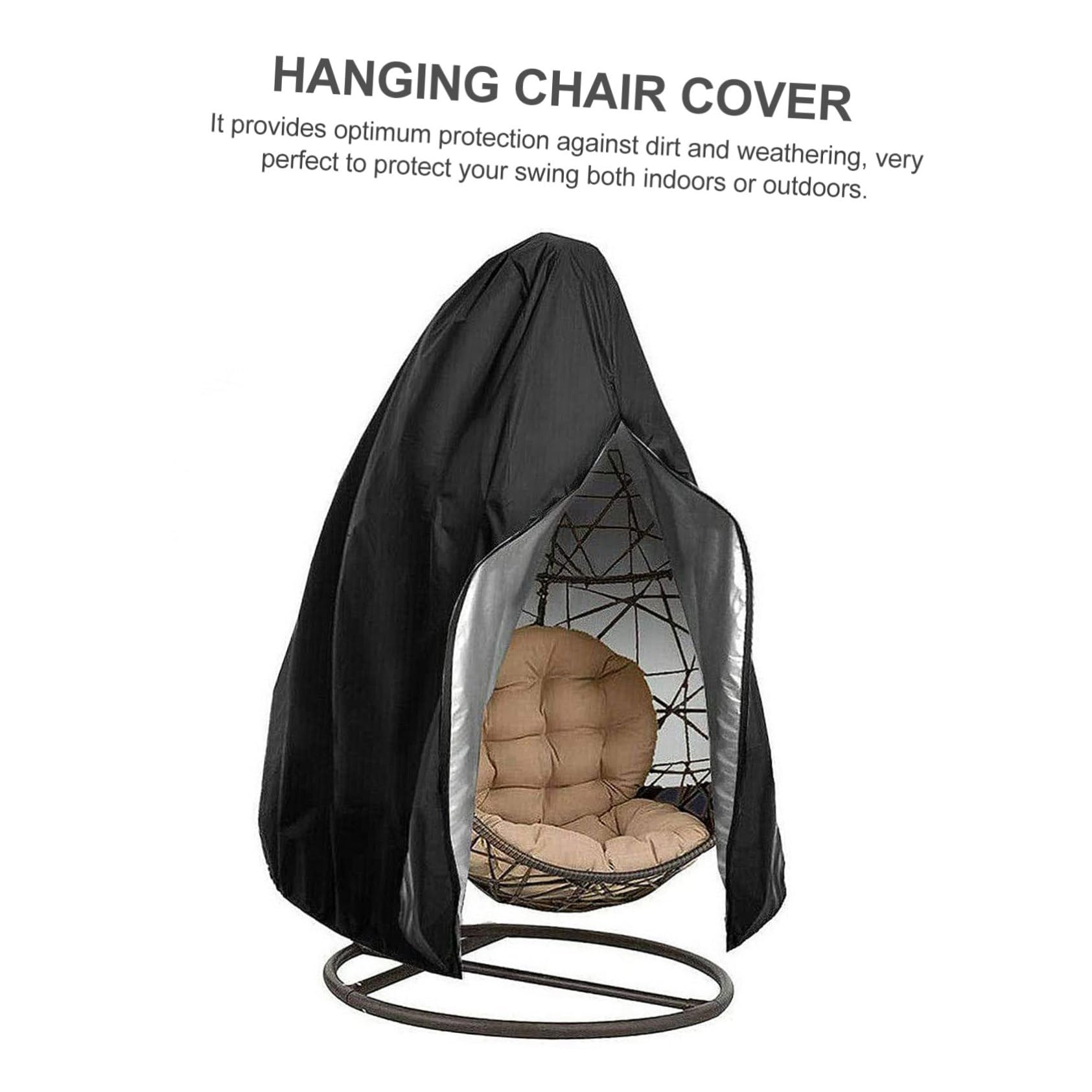 Housse de Fauteuil Suspendu D'œuf Noire Oxford Zippée