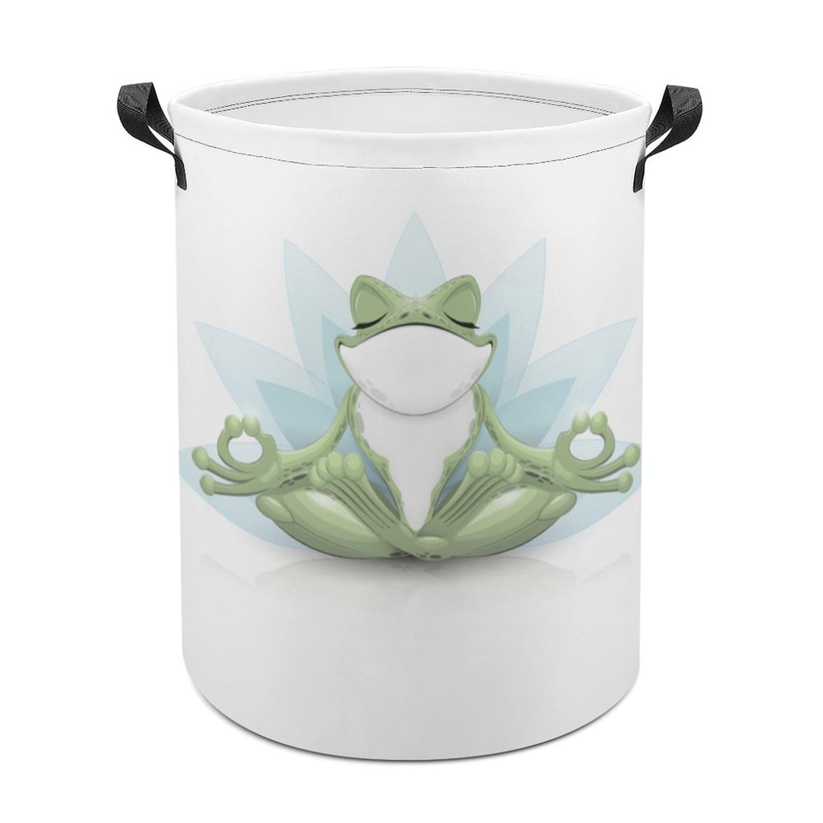 MHYRAC Laundry Hamper, Funny Yoga Frog Laundry Basket, Washing Basket with Handle