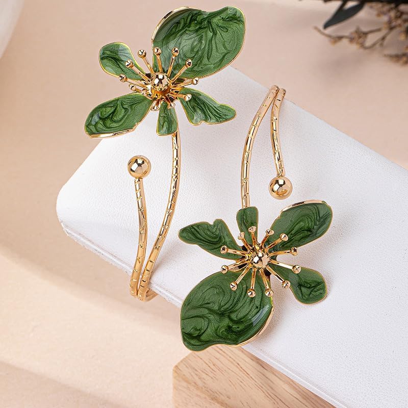 COLORFUL BLING Boho Flower Upper Arm Cuff Bracelets Gold Flower Armlet Bracelets for Women - Image 3