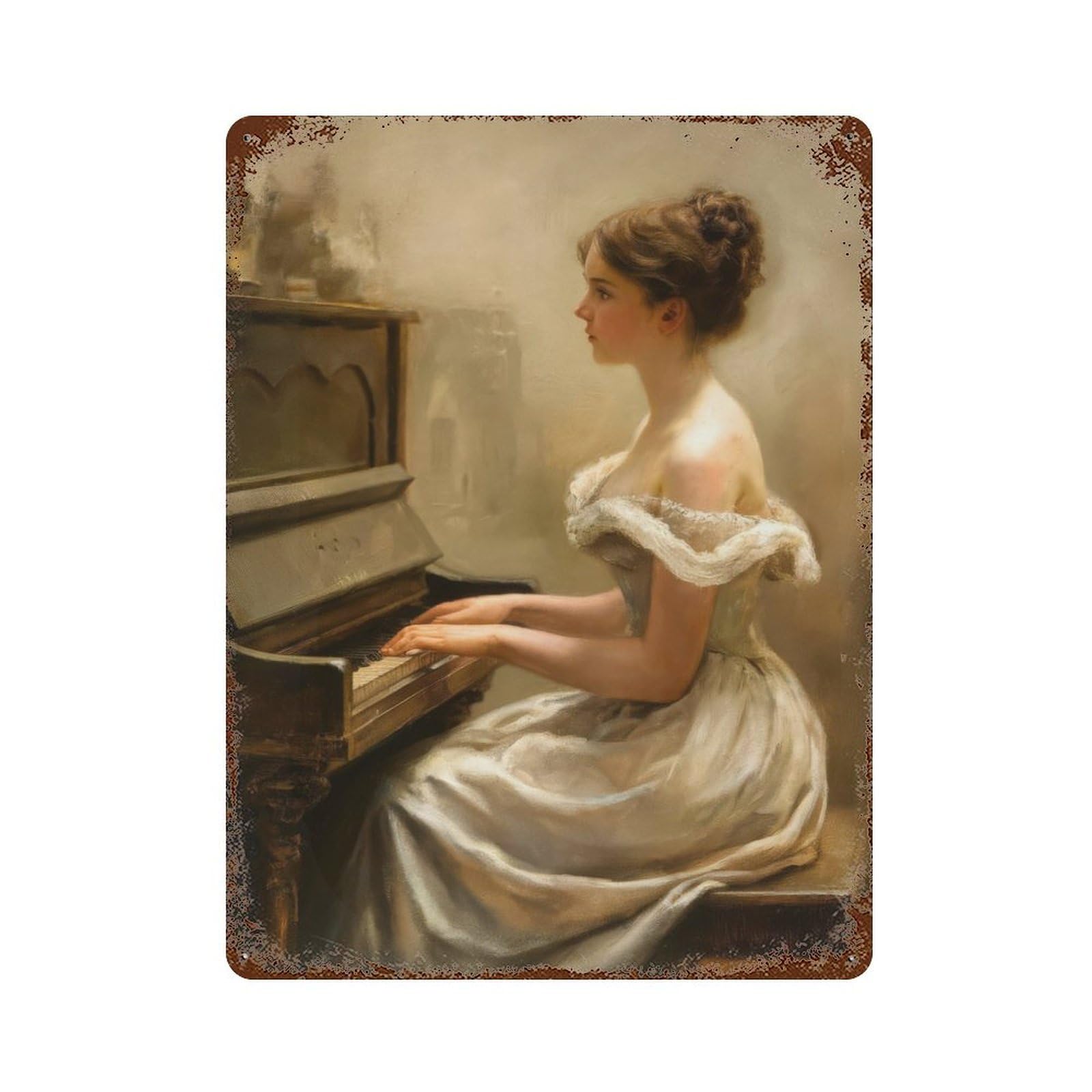 Garage Style A Serenade at The Piano Rustic Tin Plaque 15.7"x11.8", Classic Wall Plaque for Bar And Workshop