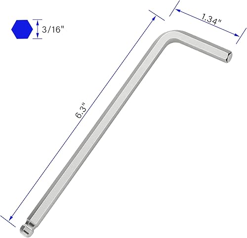 Miniatura 9 de 4 llaves Allen de extremo de bola de 14 pulgadas, llave hexagonal interna SAE, herramienta de reparación de brazo largo en forma de L, CR-V