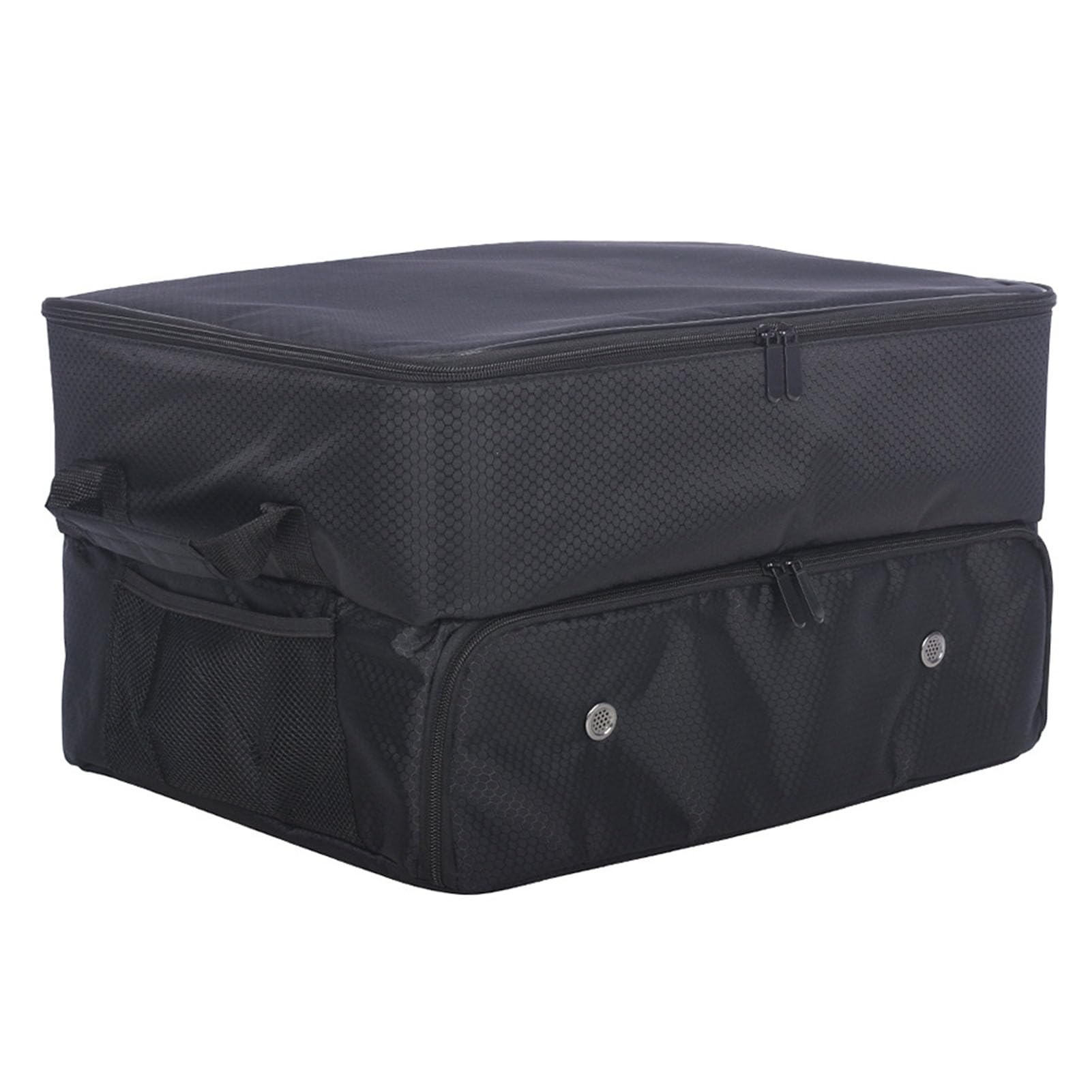 Haofy Organizer do Bagażnika Golfowego, Dwuwarstwowy Organizer do Samochodu Golfowego z PCV 45x34x26 Cm z 4 Przegródkami 2 Kieszenie na Buty Składany, Wentylowany Schowek dla Golfistów Podróżujących