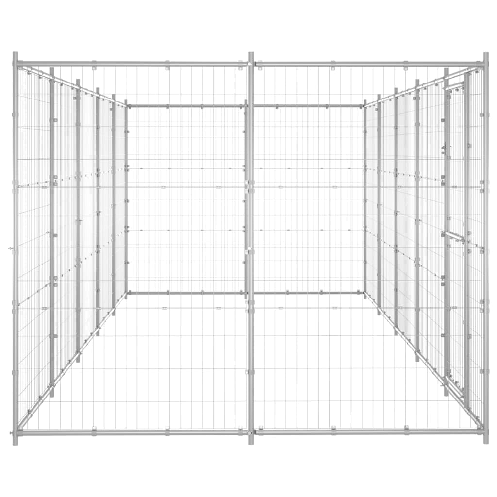 Perrera para perros de acero galvanizado de 12,1 m² con puerta con cierre, resistente cercado para perros, cachorros, mascotas, portátil, plegable, protección segura en el jardín y la
