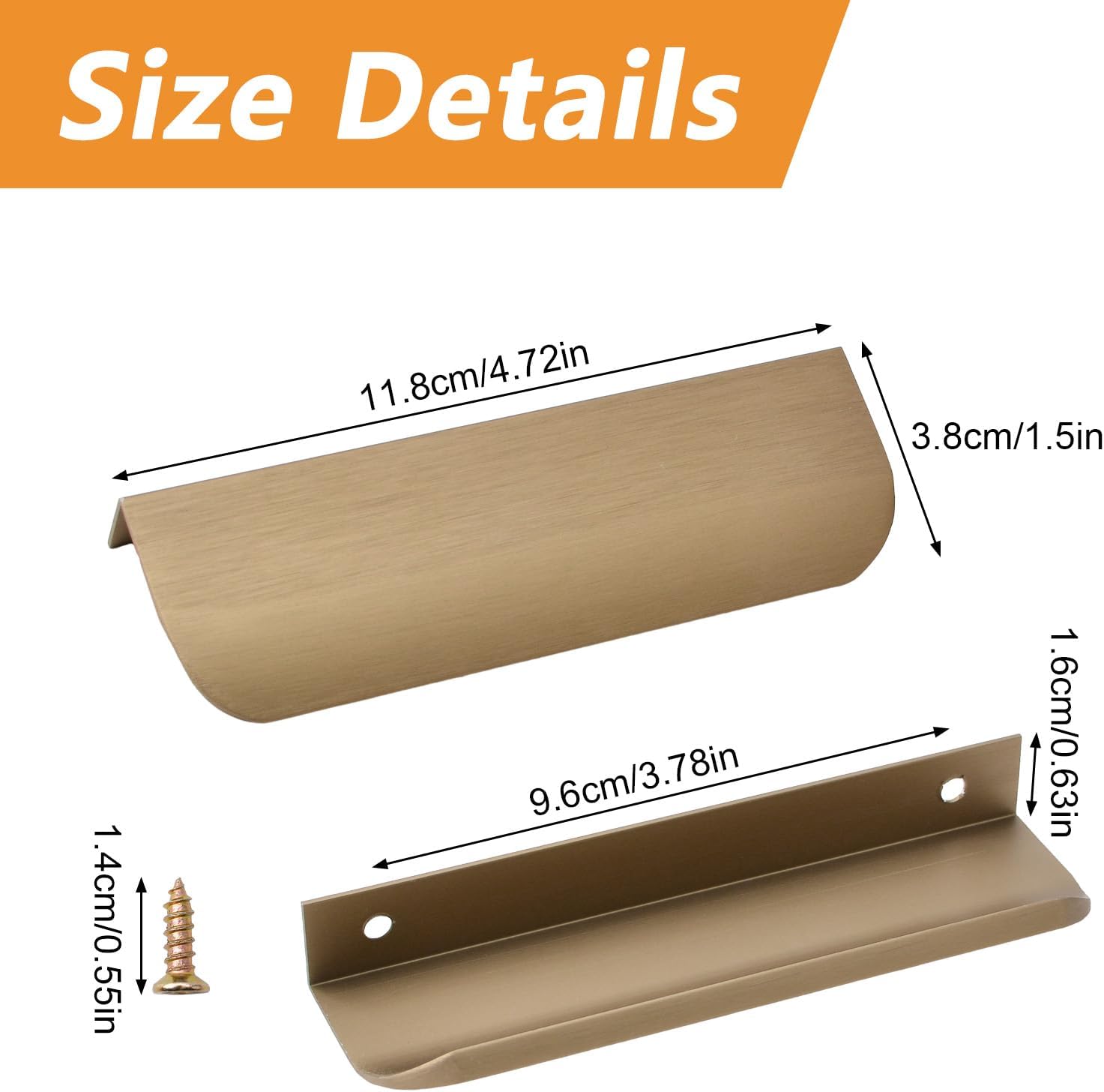 MOROBOR Finger Edge Pull, 16 PCS Concealed Handle Rounded Edge Drawer Handles, Aluminum Alloy Invisible Pulls Wardrobe Handle for Cabinet Hardware Drawer, 120 mm/Bronze