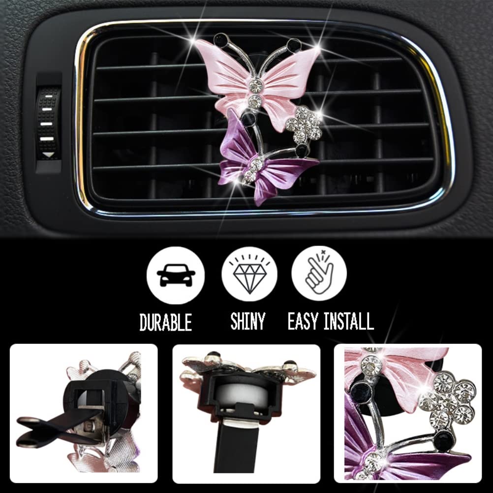 2 Clip Per Bocchette Auto A Fiocco Di Neve Viola Con Deodorante Ricaricabile - Accessori Auto Per Donna Con 4 Pastiglie Profumate - 5