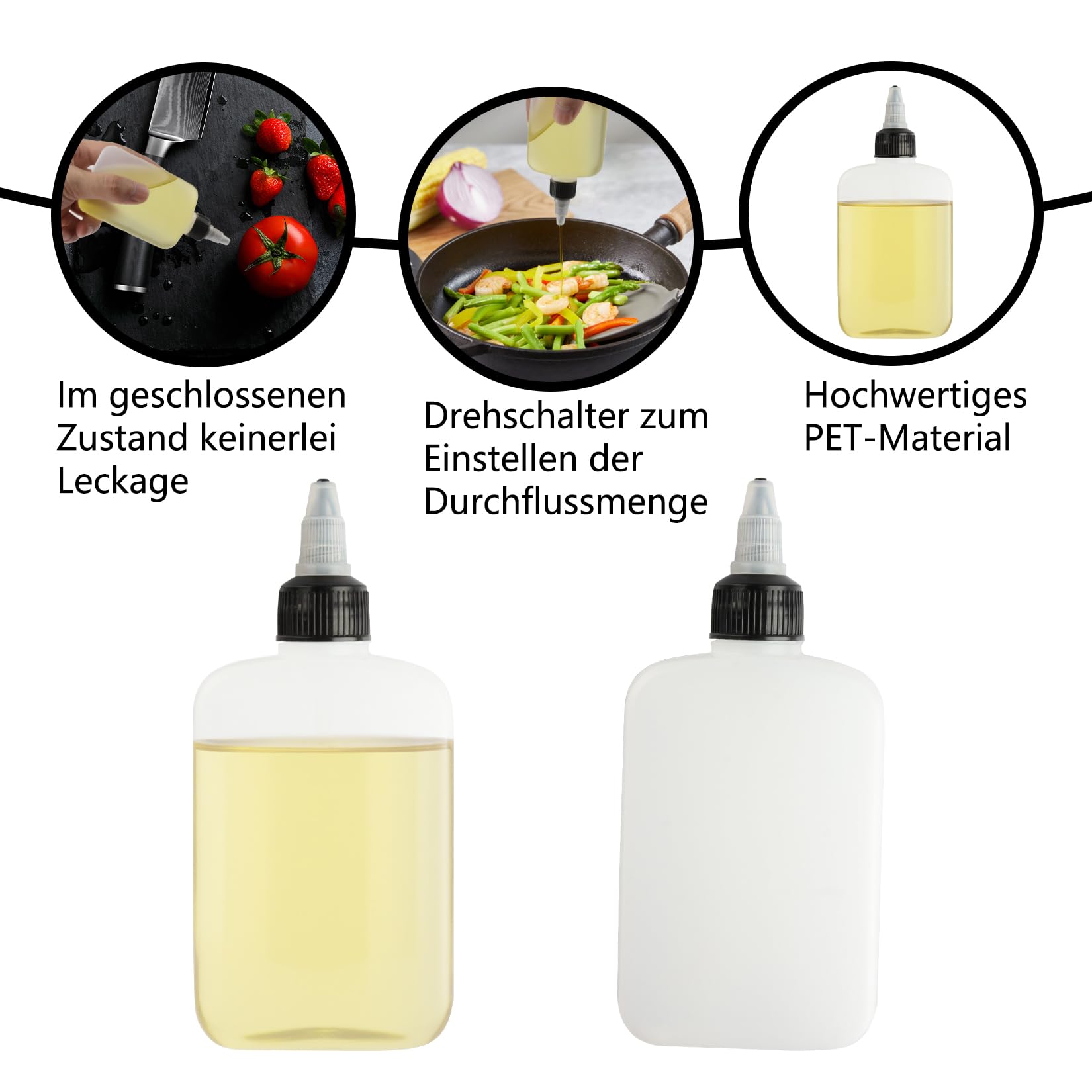 2 małe butelki do wyciskania 120 ml, butelki na olej, butelki na przyprawy, butelki na sosy, dozownik oleju, dozownik oleju, na kemping, przyprawy, do kuchni, z lejkiem