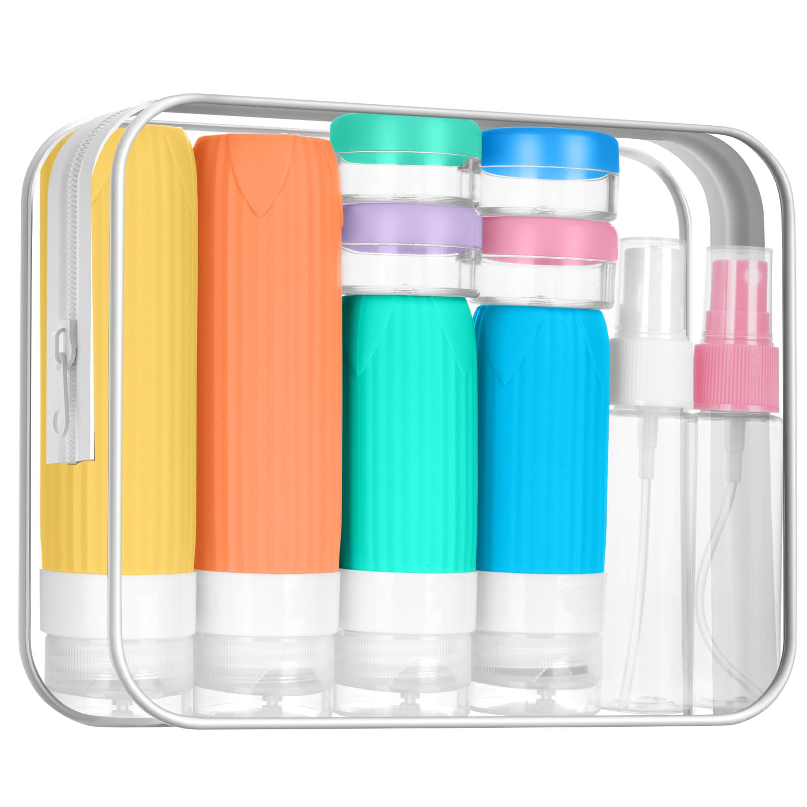 BUTBU Travel Bottles for Toiletries 19 Pack Silicone Travel Bottles Set, Refillable Squeeze Travel Size Containers