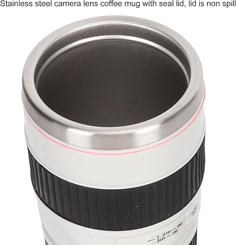 Miniatura 13 de Zerodis Taza de café con lente de cámara, taza de acero inoxidable con fotos divertidas, jarra de café de acero inoxidable, tapas selladas, taza