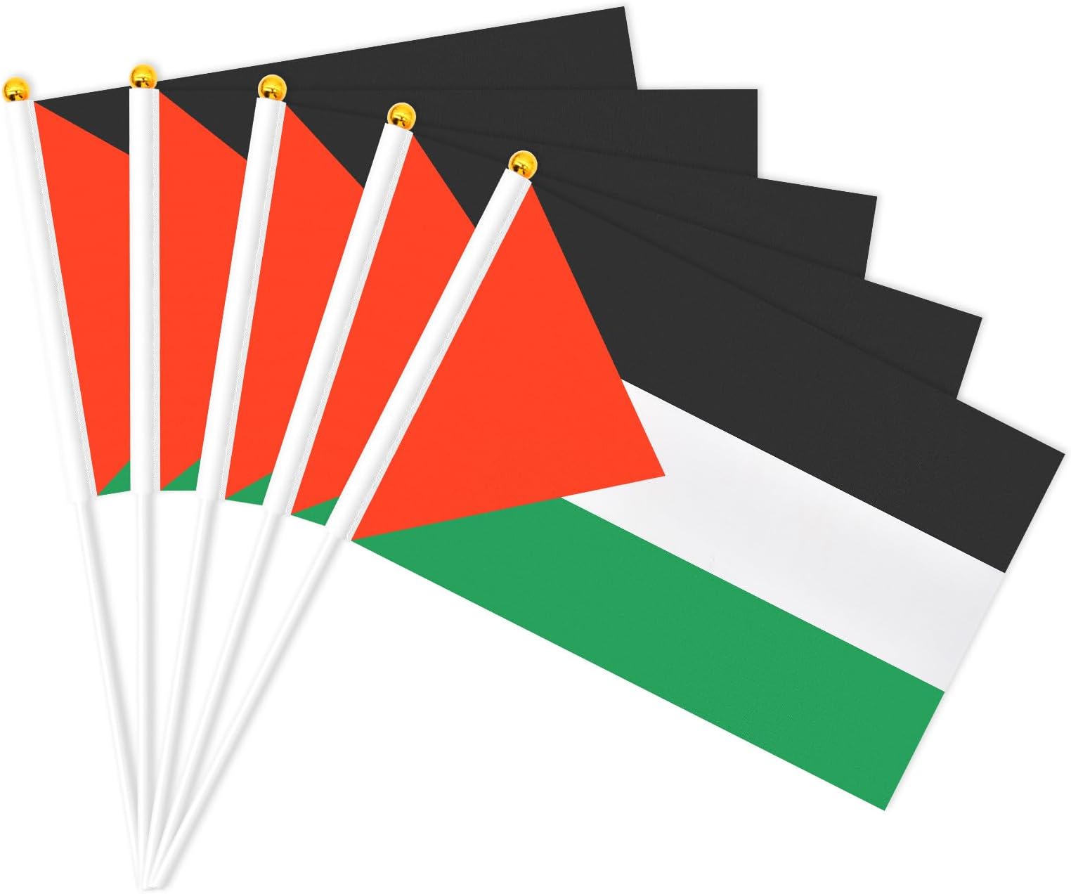 20 Pack Small Palestine Flag Stick 5'' x 8'' - Handheld Waving Palestinian Flags 21 x 14 cm, Mini Country Flag Hand Waving Sticks for National Day Pride Palestinian-themed Festival Party Decorations