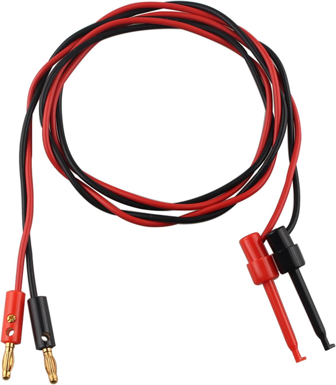 Futheda 2 PCS 4mm Banana Connector Plug Jack to Test Hook Clip Probe Lead Cable 100cm/40" Multimeter