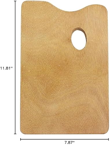 Miniatura 4 de Healifty Paleta de pintura de madera Paleta cuadrada de pintura al óleo con agujero para el pulgar para acuarela acrílica al óleo y pintura de