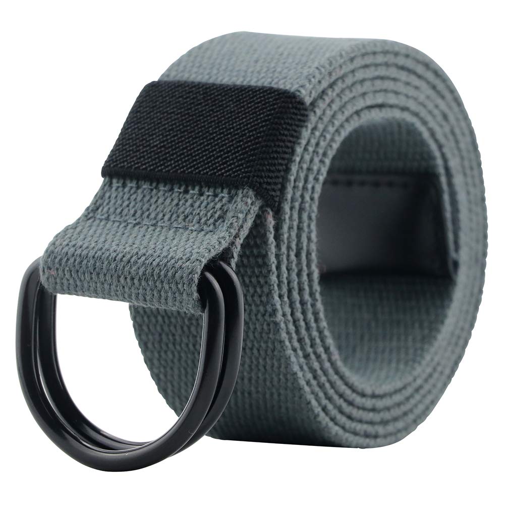macoking Web Fabric Canvas Belt for Men Women with Double D Ring Buckle 1.5in Wide