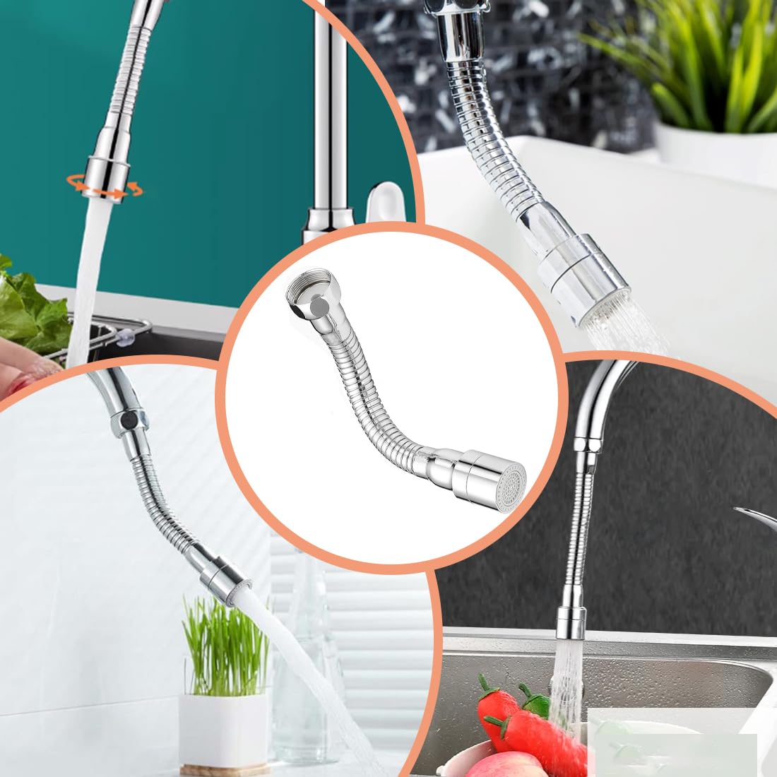 Faucet Mounts, prolunga rubinetto bagno Un'asta di prolunga per rubinetto da 16 cm, direzione fissa, antispruzzo, comoda per lavarsi i denti, il viso, i capelli e prendere l'acqua (argento)