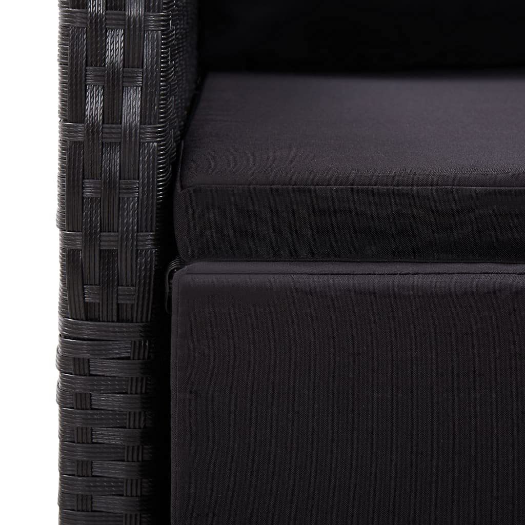 vidaXL 2X Sillones de Jardín Reclinables Muebles Exteriores Set de Salon Conjunto de Terraza Sillas de Patio con Cojines Ratán PE Negro