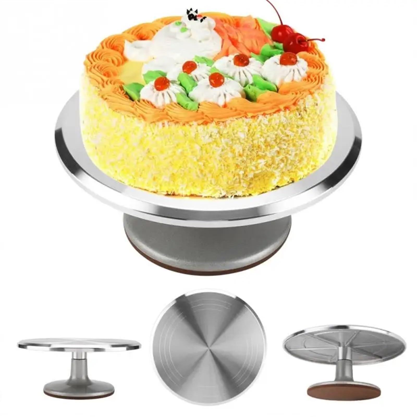 Plateau tournant à gâteau antidérapant en aluminium de 9 pouces, support rotatif for décoration de gâteaux, table rotative for cuisine, bricolage, outils de pâtisserie pour Cupcakes, pâtisseries et dé