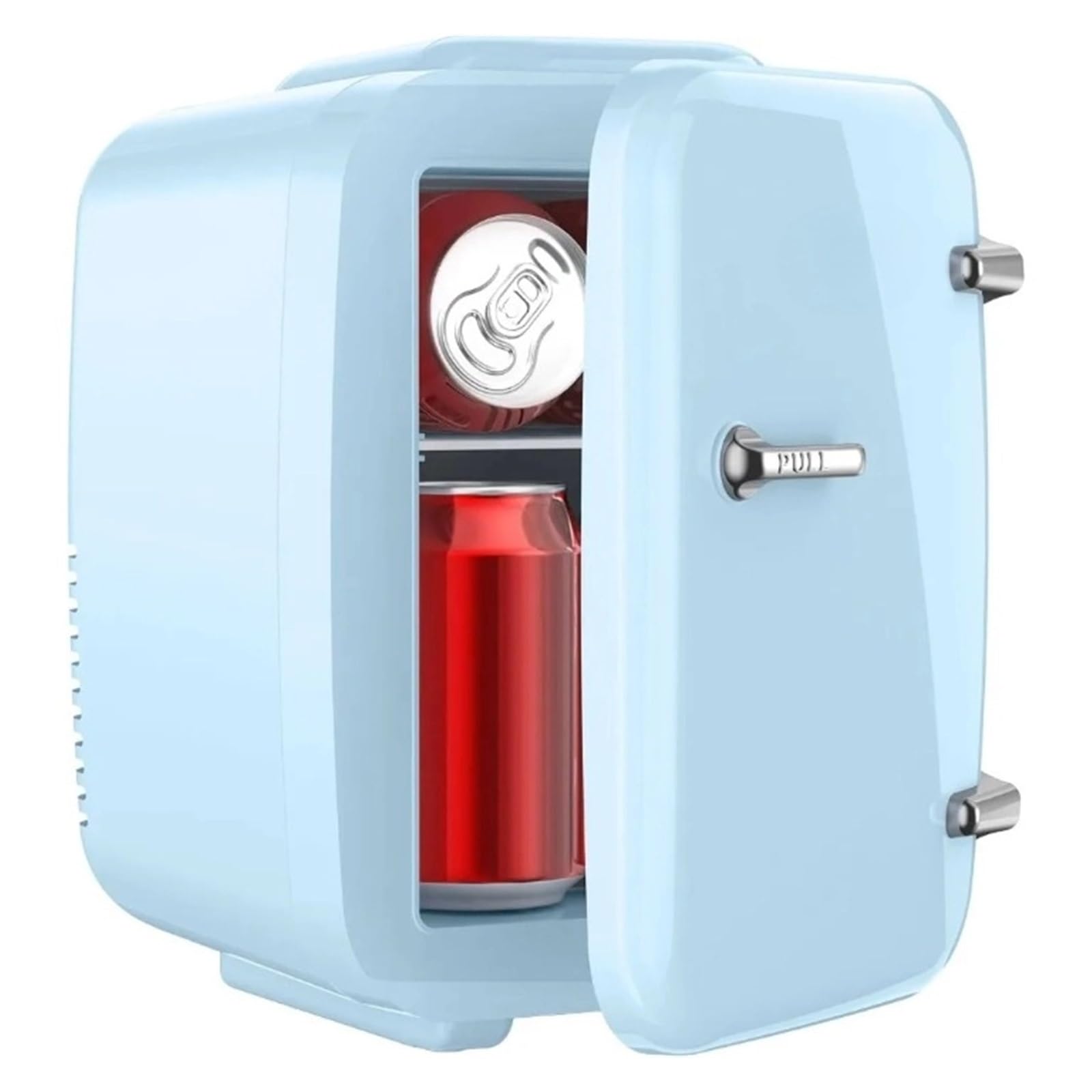 Refrigerador pequeño de 4 litros/6 latas for Dormitorio, 110 V CA/12 V CC, Enfriador y Calentador termoeléctrico for Bebidas, Oficina, Dormitorio, Coche, Color Azul