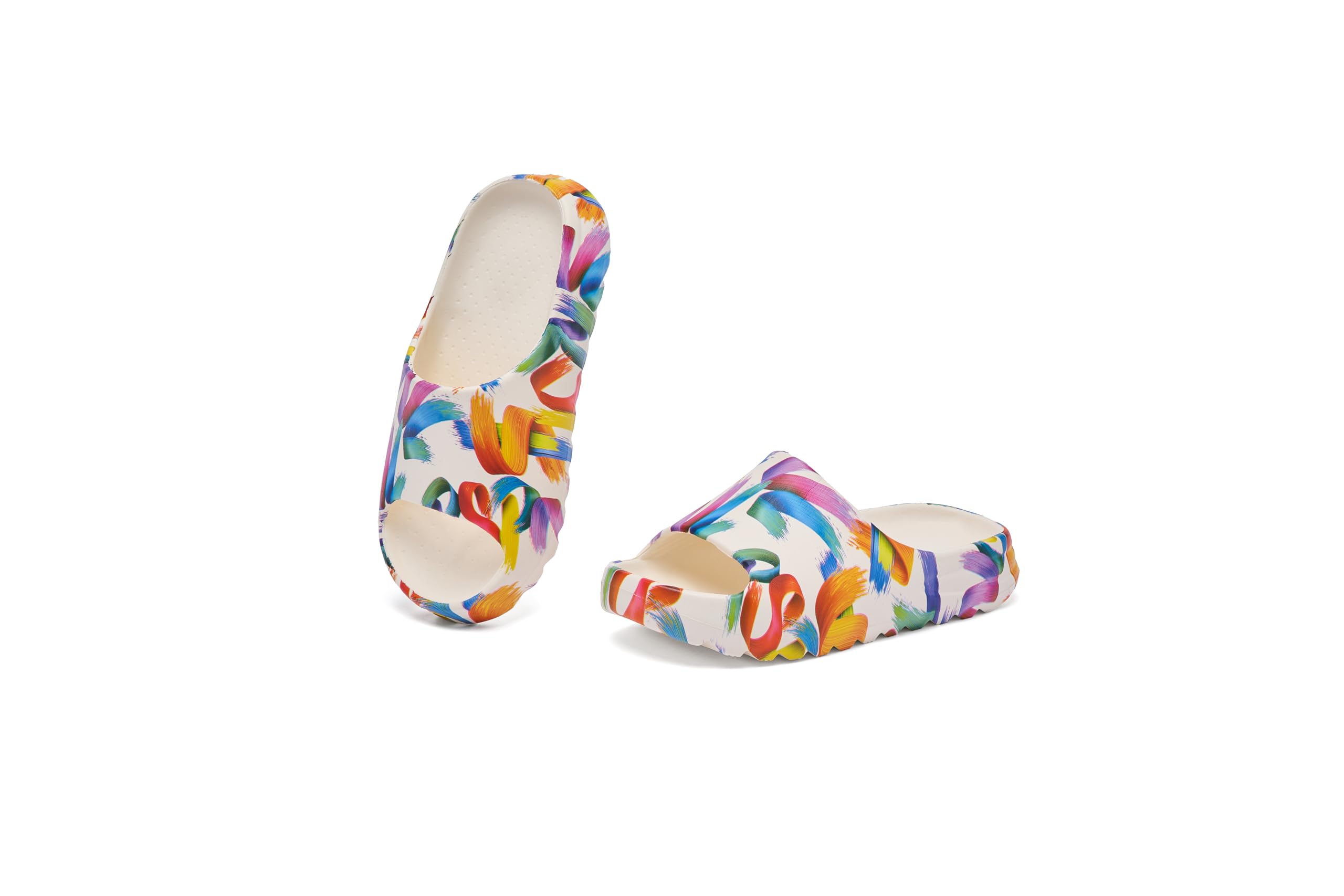 Chaussures de Bain Femmes Mules Douche Pantoufles Sabots Plates Larges Sandales d'Été Claquettes