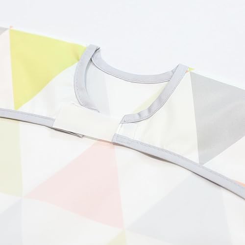 Miniatura 3 de Short Sleeve Waterproof Bib for Toddlers – Easy Clean Feeding Apron for Mealtime, Daycare, Self-Feeding, Lightweight Triángulo de lima