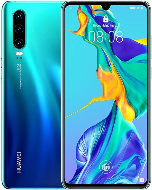 Huawei P30 128 GB 6.1 Inch OLED Display Smartphone with Leica Triple Camera, 6GB RAM, EMUI 9.1.0 Sim-Free Android Mobile Phone, Single SIM, Aurora, UK Version