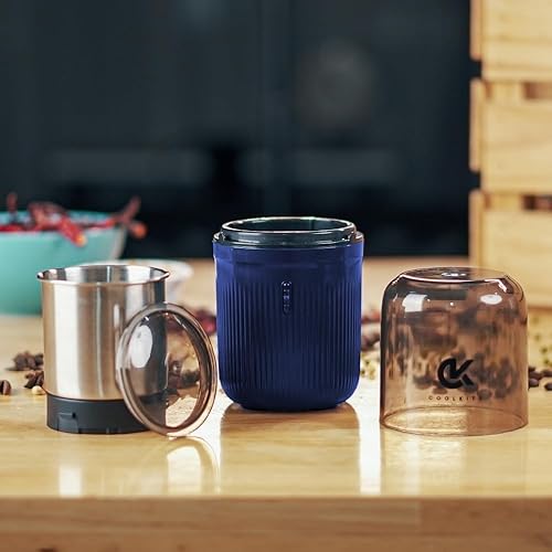 Miniatura 6 de Molinillo de café 5.7 onzas, molinillo de hierbas y especias a prueba de golpes en color azul, con cuenco extraíble de acero inoxidable 304 y
