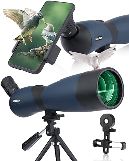25-75x70 HD Spektiv Sportschützen mit Stativ- und Smartphone-Adapter, Zoom Bak4 Prism FMC Lens 45-Grad-abgewinkelte Teleskop für Vogelbeobachtung Wildlife Scenery Jagd Wildtiere Stargazing (GREENA)