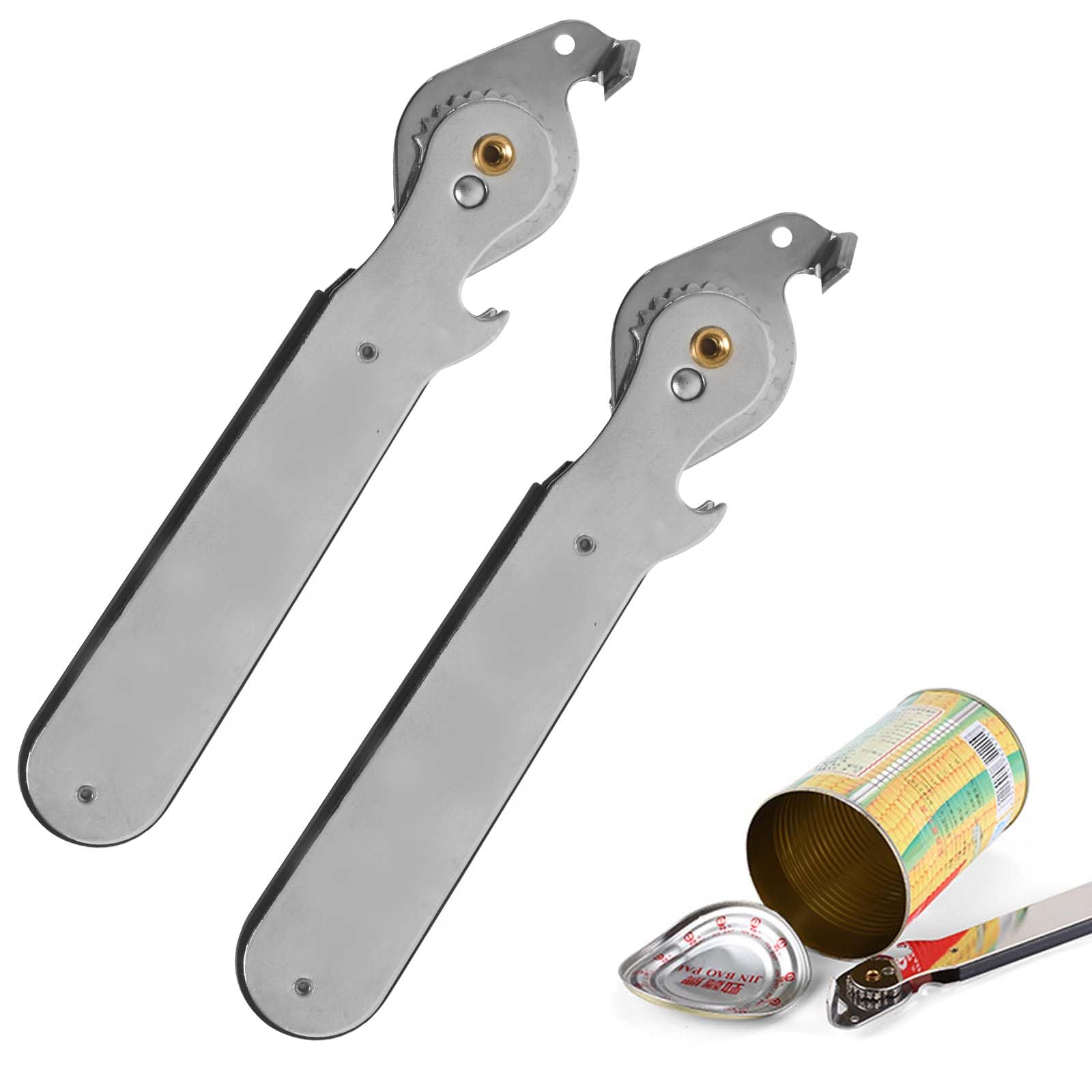 2 Hebeldosenöffner mit Kapselheber,Büchsenöffne,Dosenöffner ohne Scharfe Kanten,Manuell sicherheitsdosenöffner mit rutschfestem Griff für Alle Arten von Lebensmitteln in Dosen,Edelstahl Küche, Haushalt & Wohnen