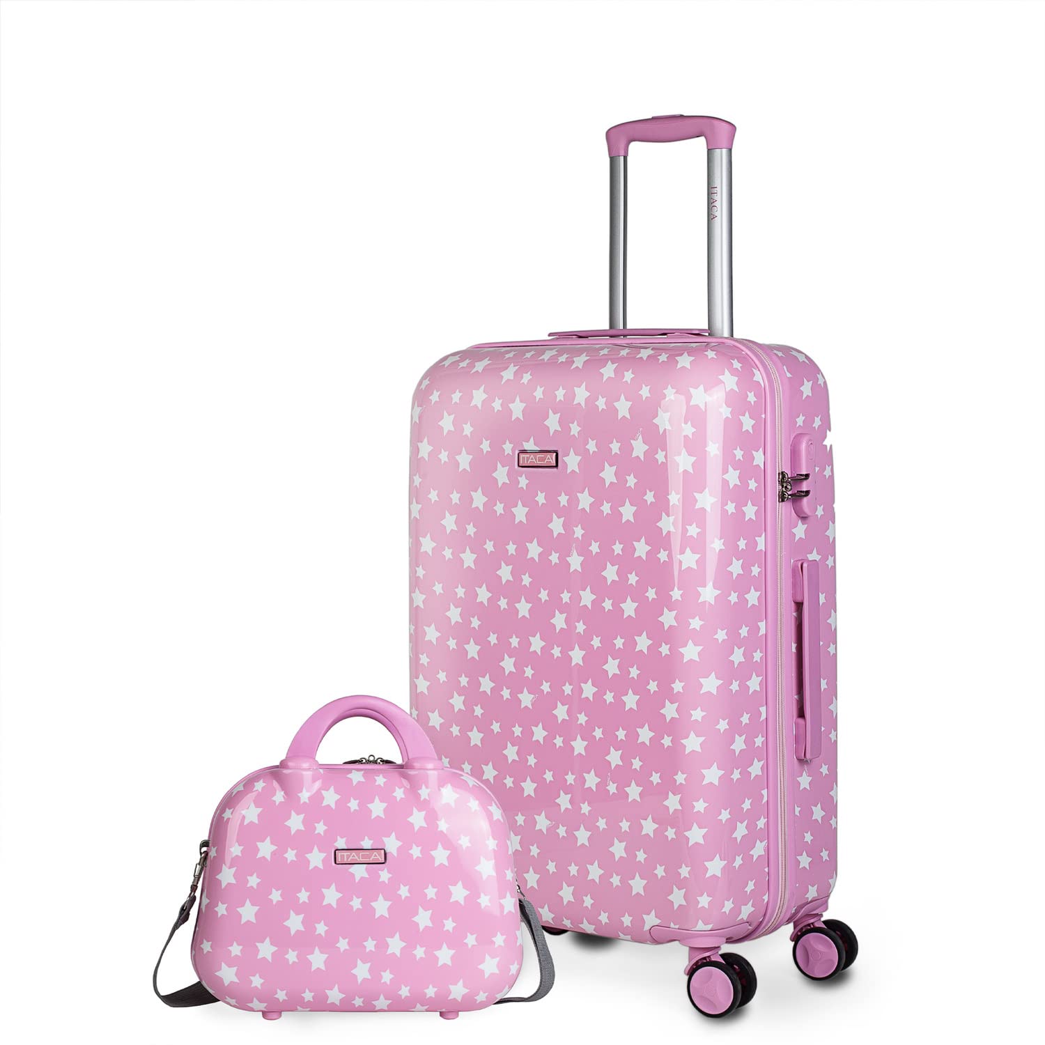 ITACA - Valises de Voyage pour Enfants Trolley en Polycarbonate imprimé étoiles. Rigides, Confortables et...