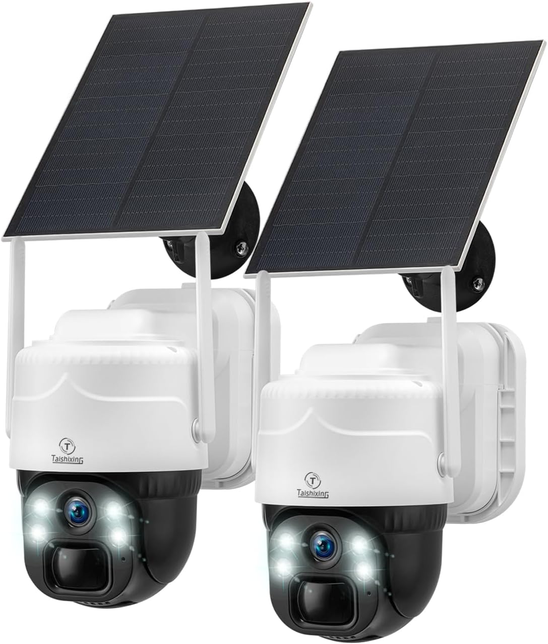 2 Pack Solar Powered Surveillance Cameras with 2K Resolution & Color Night Vision, 2-Way Talk, Human Motion Alerts, 360° View, Battery Operated WiFi Camera for Home Wireless Outdoor, 2.4GHz WiFi