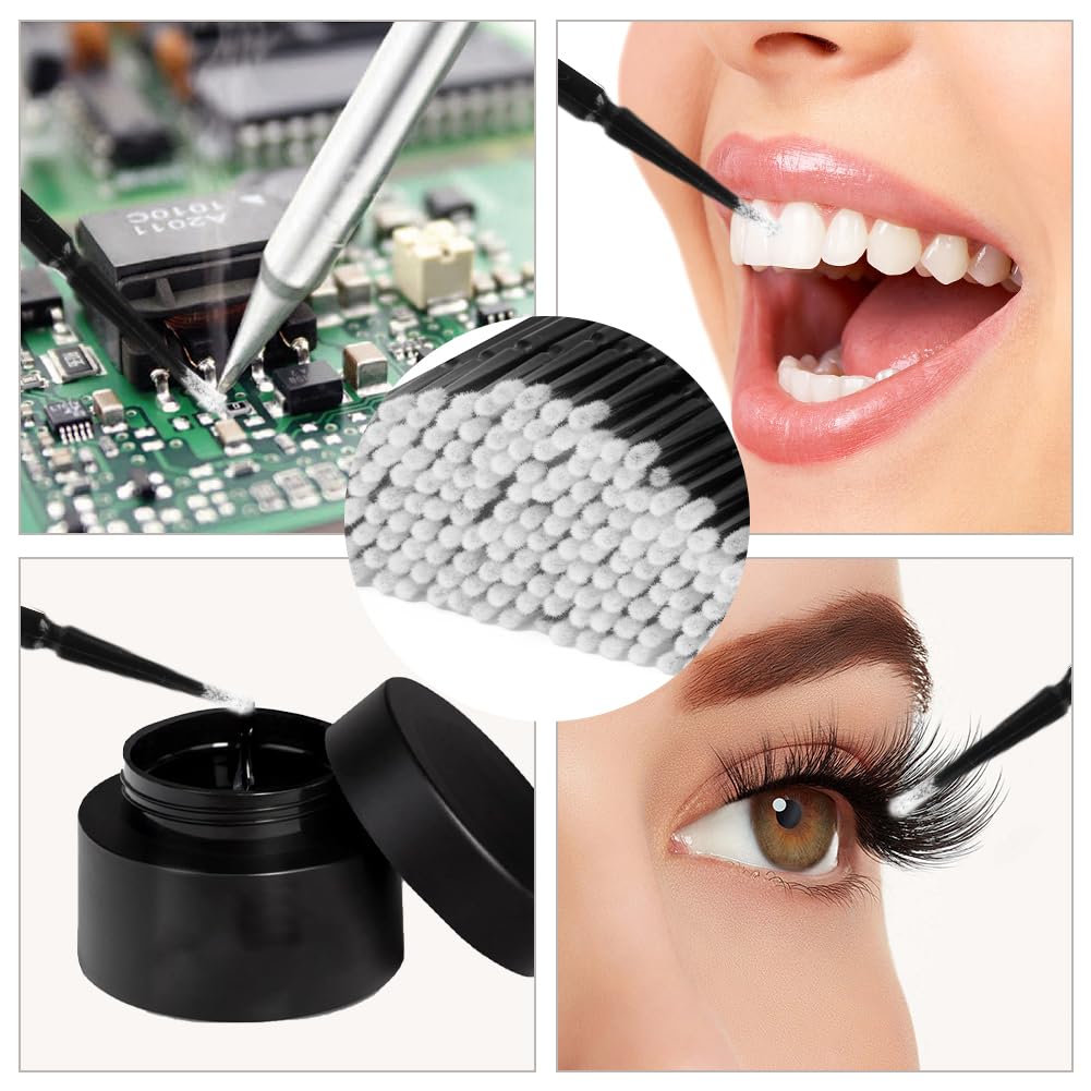 LOPHE Microcepillos Aplicadores 200pcs Mini Cepillo de Micro Herramienta de Injerto de Pestañas Varitas Desechables Negro