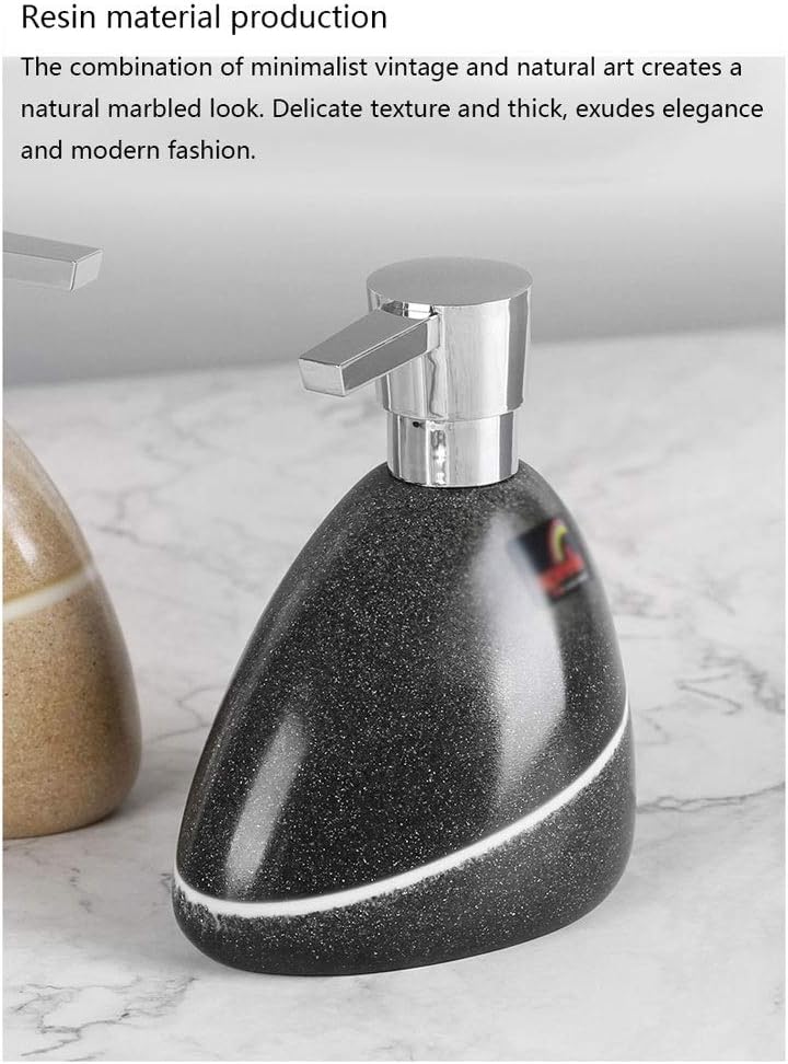 Soap Pump Dispenser Creative Stone Pattern Pressed Lotion Bottle Resin Shampoo Hand Bottled Bathroom Bath Soap Dispenser Bottles Dispenser (Color : Black)
