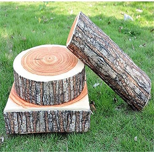 Bigsweety 2Pieces Realistic Tree Stump Design Log Soft Chair Cushion Pillows Gift Home Sofa Bedroom Camping Car Decorative