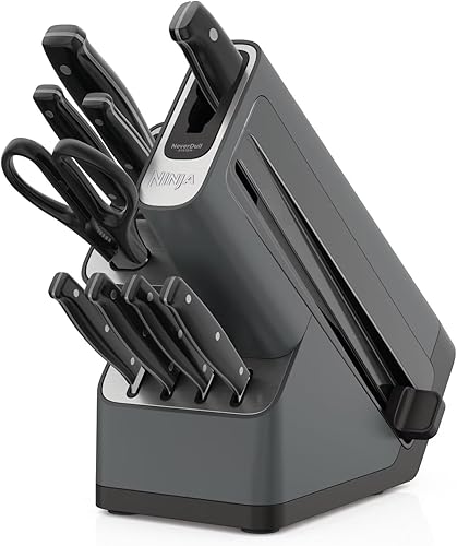 Ninja Foodi NeverDull - Juego de cuchillos de cocina de 10 piezas con bloque afilador integrado, cuchillas de acero inoxidable, colección de