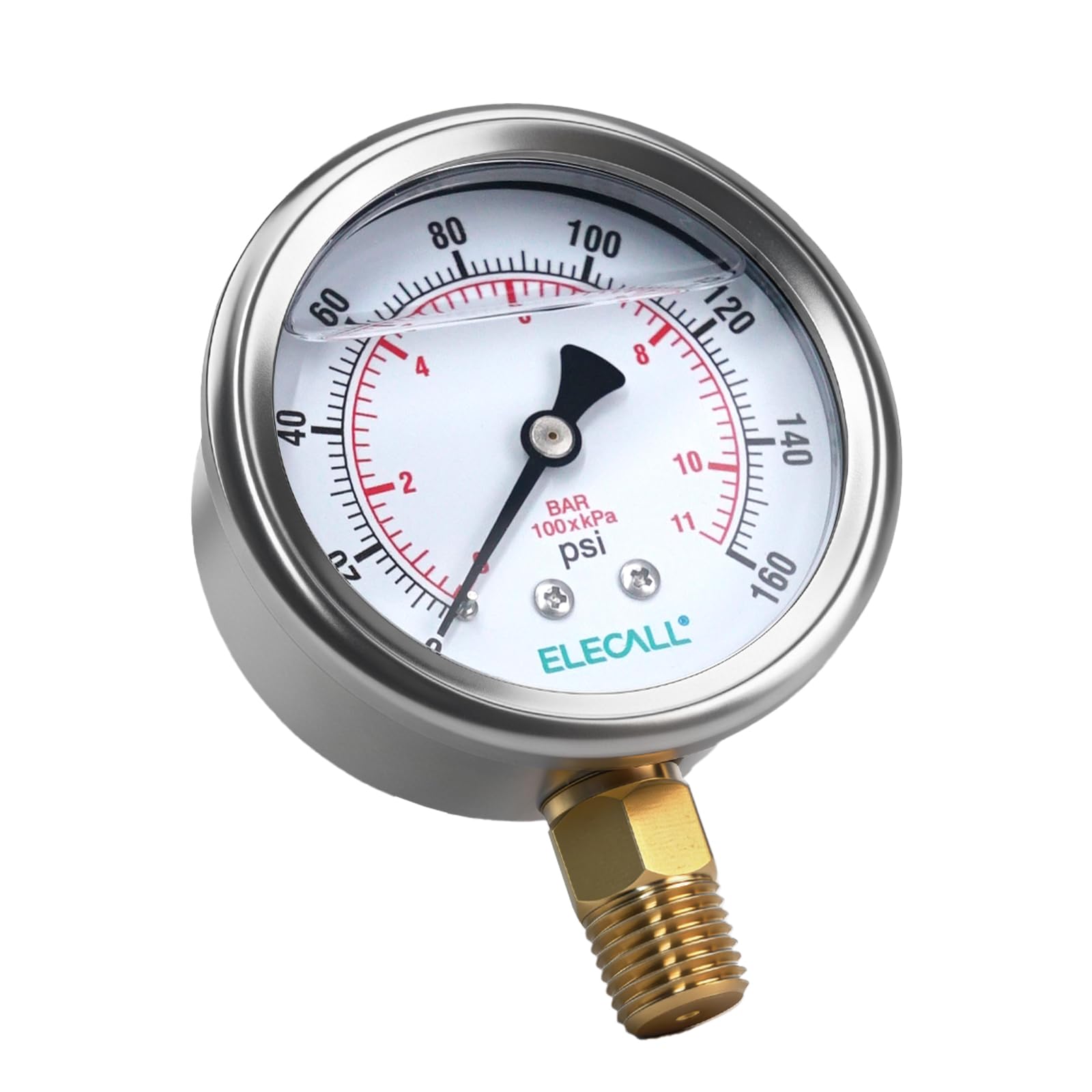 160psi Silicone Oil Pressure Gauge for Water Oil Air Pressure Test in Water Pump, Tire, Large Air Compressor, Well Pump, RV Regulator, 2-1/2" Stainless Steel Case, Lower Mount 1/4" NPT-image-34