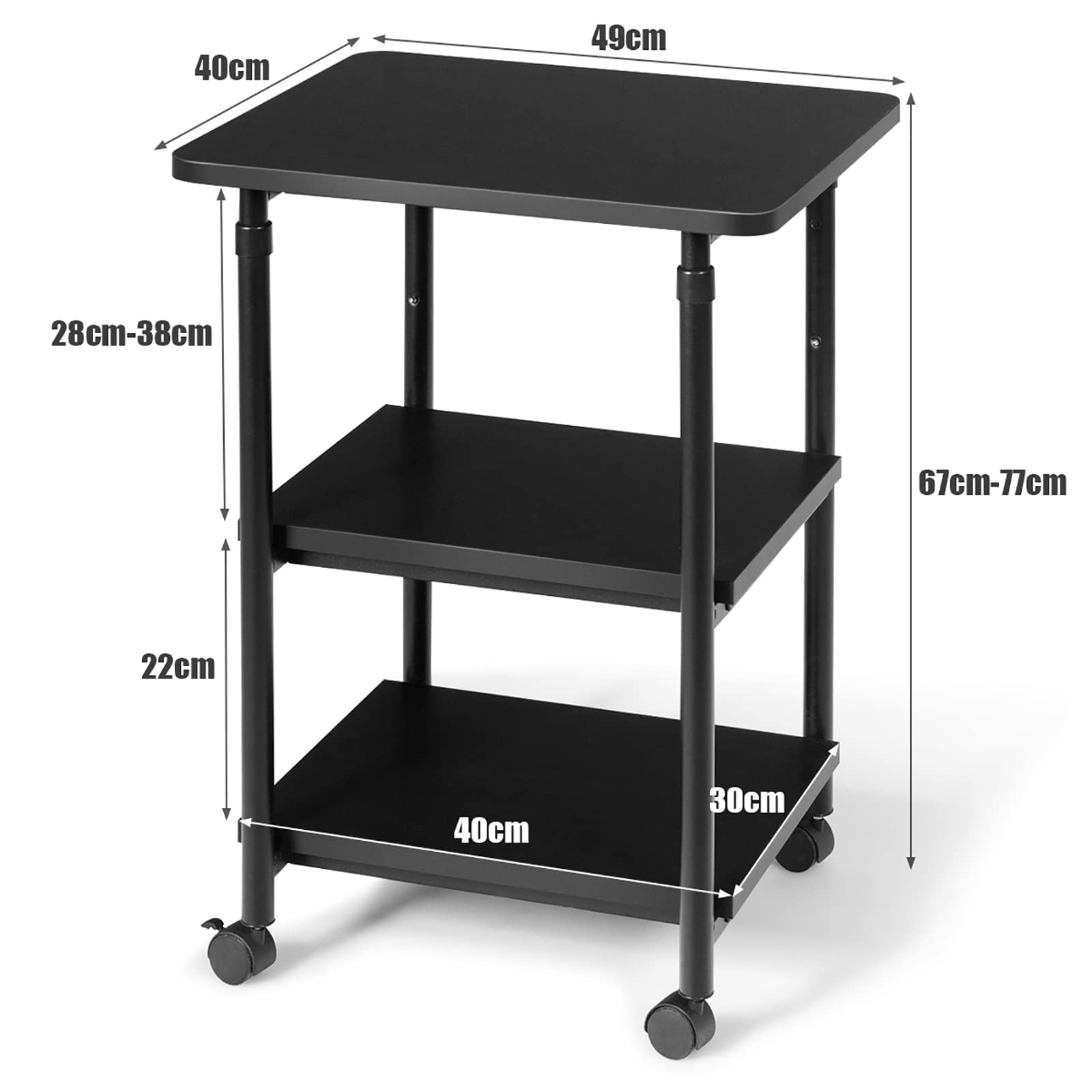Rack per Stampante GianTEX 3 Piani Con Rulli E freni - Dettaglio